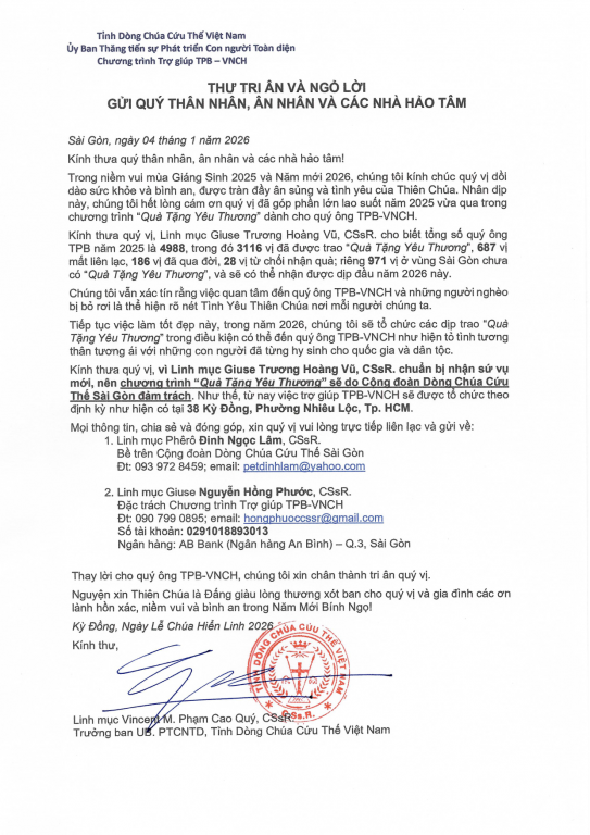 THƯ TRI ÂN & NGỎ LỜI 2026