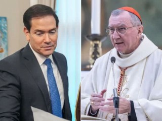 Ngoại trưởng Hoa Kỳ Marco Rubio và Đức Hồng y  Quốc Vụ Khanh Tòa Thánh Pietro Parolin  (Ảnh: Bộ Ngoại giao Hoa Kỳ, Flickr, Public domain, Daniel Ibanez/ EWTN News)