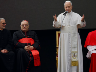 Đức Thánh Cha Lêô XIV chia sẻ với cộng đoàn  Giáo xứ Đức Mẹ Dâng Mình ở Rôma vào ngày 8 tháng 3 năm 2026 (Ảnh: Daniel Ibáñez/ EWTN)